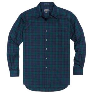CLUB ROOM Shirt Men's Size XL Green Blue 100% Cotton Button Down Plaid Print